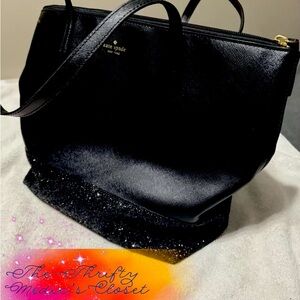 Kate Spade New York black glitter tote bag